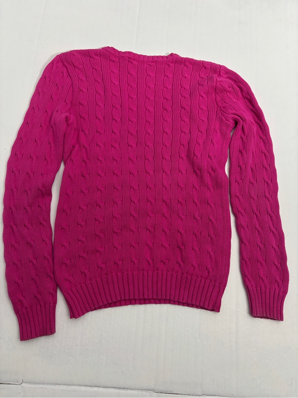 Ralph Lauren Pink Cable Knit V-Neck Sweater Medium - Picture 7 of 9